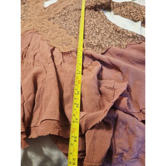 Free People Lace Secret Origins Tunic Dusty Mauve Babydoll Sz S Holiday Boho - Picture 6 of 15